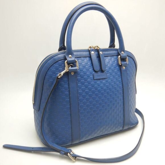 GUCCI 449663 Handbag Micro Guccissima Leather Blue - COA included - Picture 2 of 11